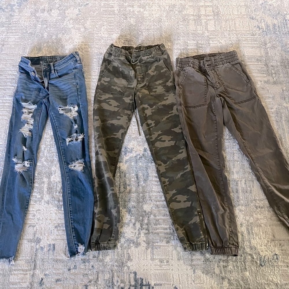 American Eagle bundle two pairs of jeans, one denim skirt
